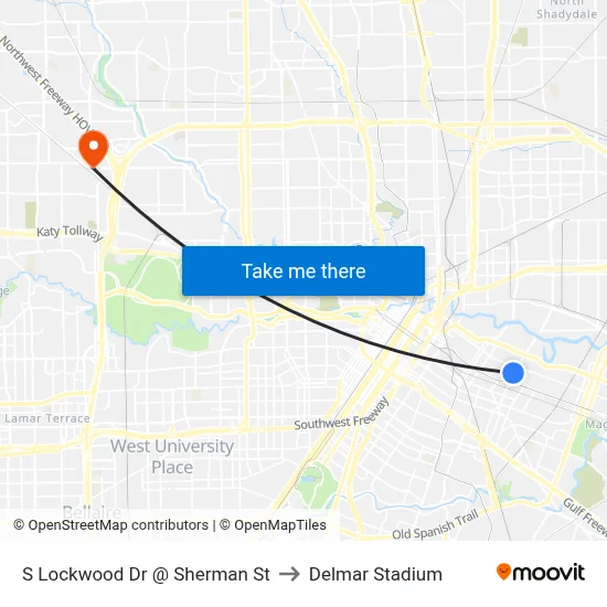 S Lockwood Dr @ Sherman St to Delmar Stadium map