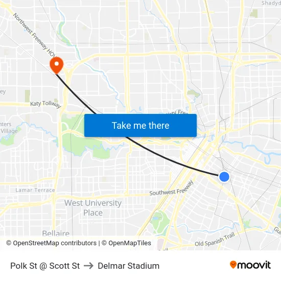 Polk St @ Scott St to Delmar Stadium map