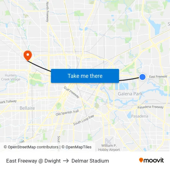 East Freeway @ Dwight to Delmar Stadium map