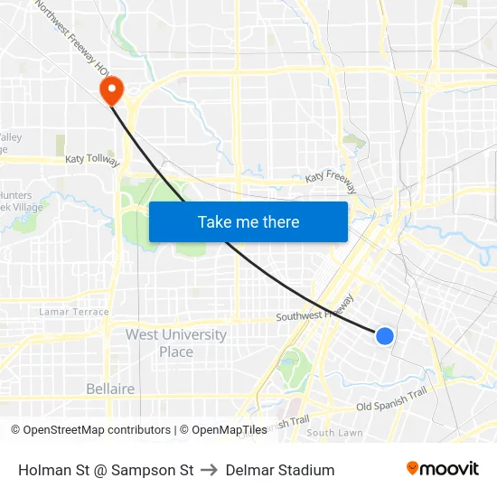 Holman St @ Sampson St to Delmar Stadium map