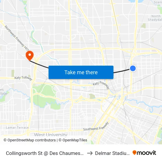 Collingsworth St @ Des Chaumes St to Delmar Stadium map