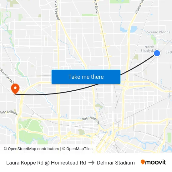 Laura Koppe Rd @ Homestead Rd to Delmar Stadium map