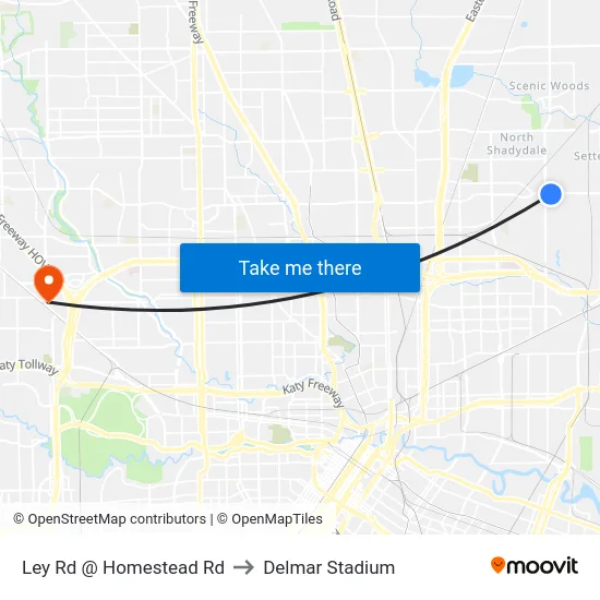 Ley Rd @ Homestead Rd to Delmar Stadium map