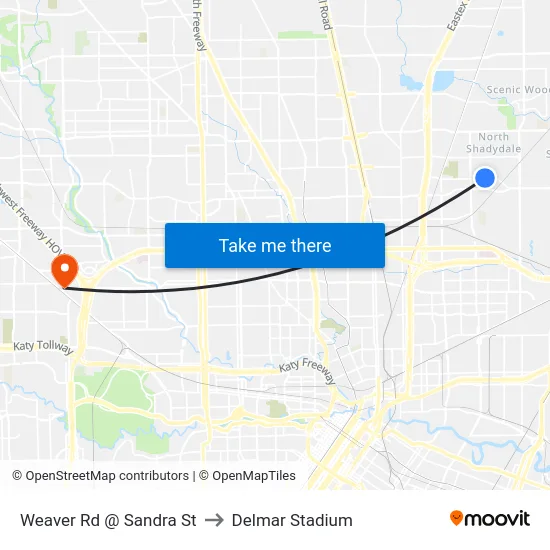 Weaver Rd @ Sandra St to Delmar Stadium map