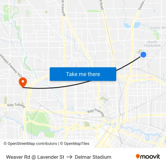 Weaver Rd @ Lavender St to Delmar Stadium map