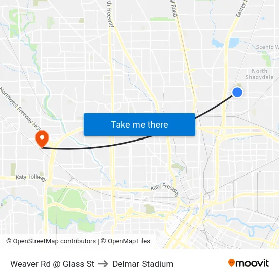 Weaver Rd @ Glass St to Delmar Stadium map