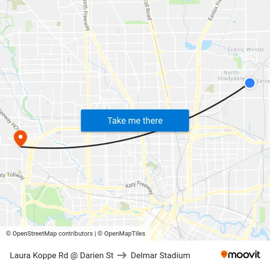 Laura Koppe Rd @ Darien St to Delmar Stadium map
