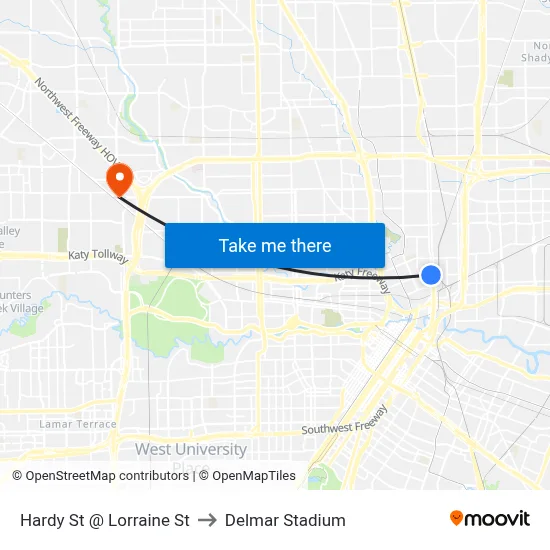 Hardy St @ Lorraine St to Delmar Stadium map
