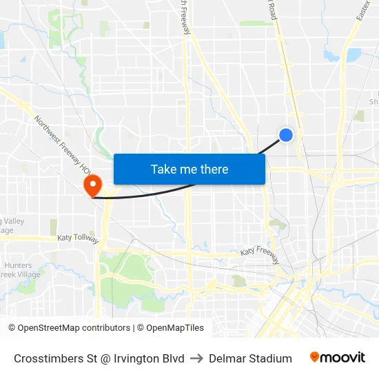 Crosstimbers St @ Irvington Blvd to Delmar Stadium map
