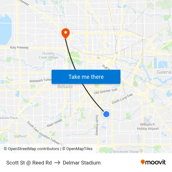 Scott St @ Reed Rd to Delmar Stadium map