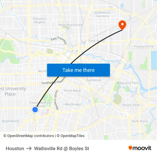 Houston to Wallisville Rd @ Boyles St map