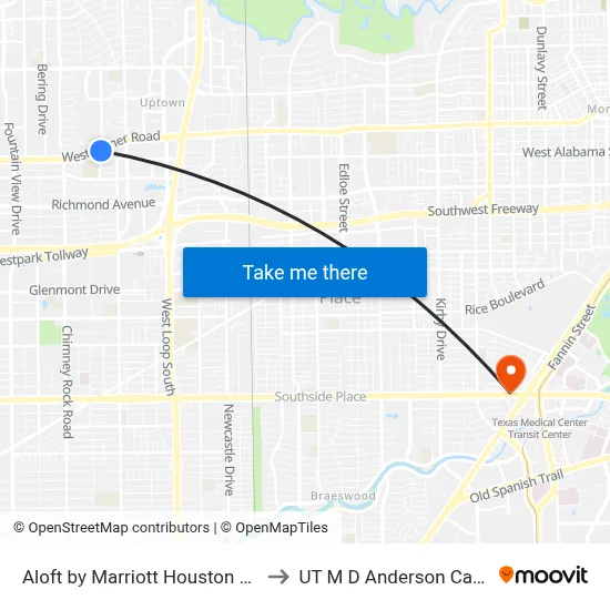 Aloft by Marriott Houston by the Galleria to UT M D Anderson Cancer Center map