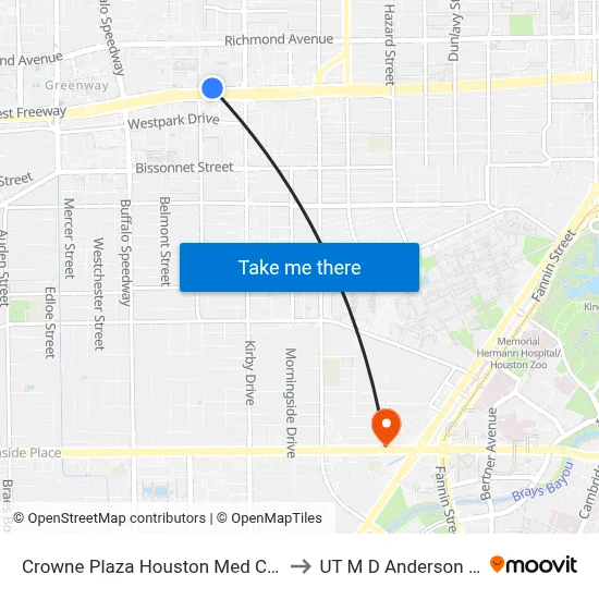 Crowne Plaza Houston Med Ctr-Galleria Area by IHG to UT M D Anderson Cancer Center map