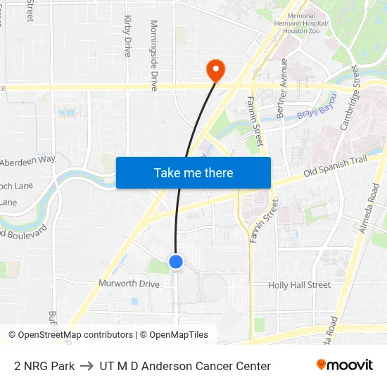 2 NRG Park to UT M D Anderson Cancer Center map