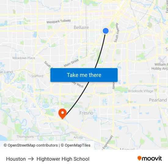 Houston to Hightower High School map