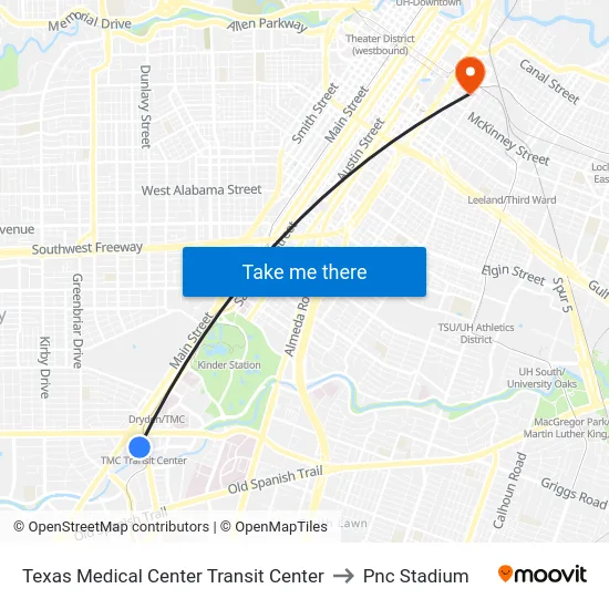 Texas Medical Center Transit Center to Pnc Stadium map