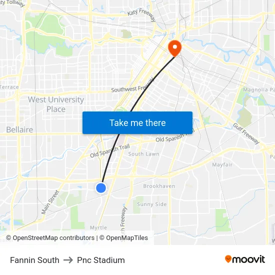 Fannin South to Pnc Stadium map
