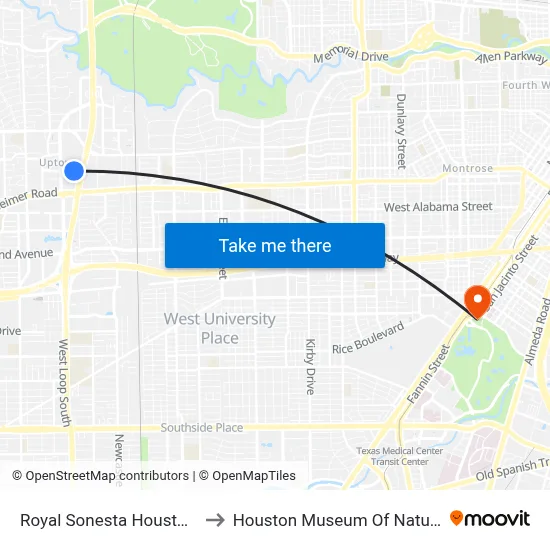 Royal Sonesta Houston Galleria to Houston Museum Of Natural Science map