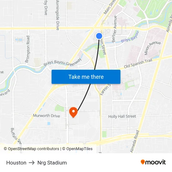 Houston to Nrg Stadium map
