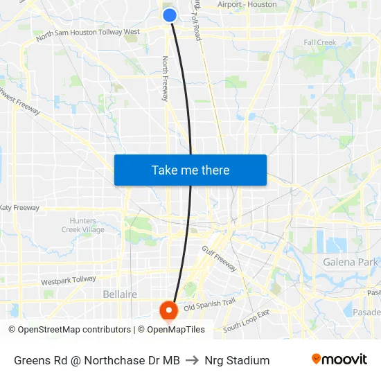 Greens Rd @ Northchase Dr MB to Nrg Stadium map