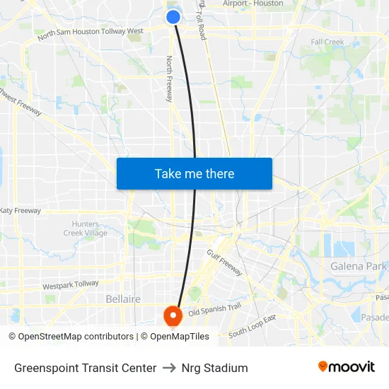 Greenspoint Transit Center to Nrg Stadium map