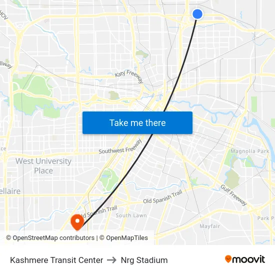 Kashmere Transit Center to Nrg Stadium map