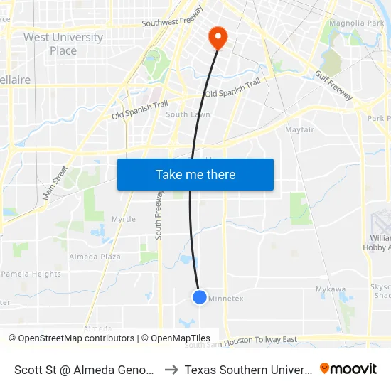 Scott St @ Almeda Genoa Rd to Texas Southern University map