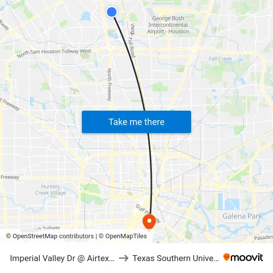 Imperial Valley Dr @ Airtex Blvd to Texas Southern University map
