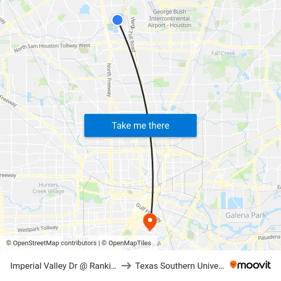 Imperial Valley Dr @ Rankin Rd to Texas Southern University map