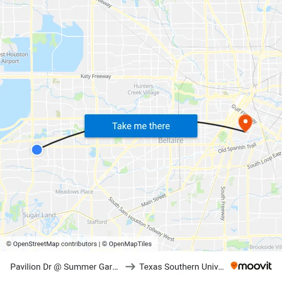 Pavilion Dr @ Summer Garden Dr to Texas Southern University map