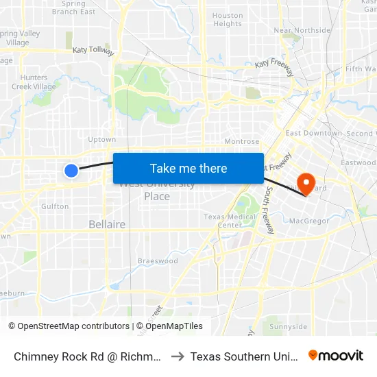 Chimney Rock Rd @ Richmond Ave to Texas Southern University map