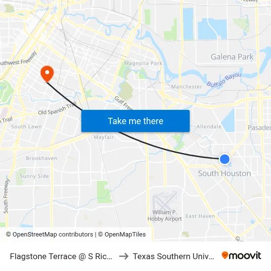 Flagstone Terrace @ S Richey St to Texas Southern University map