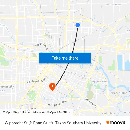 Wipprecht St @ Rand St to Texas Southern University map