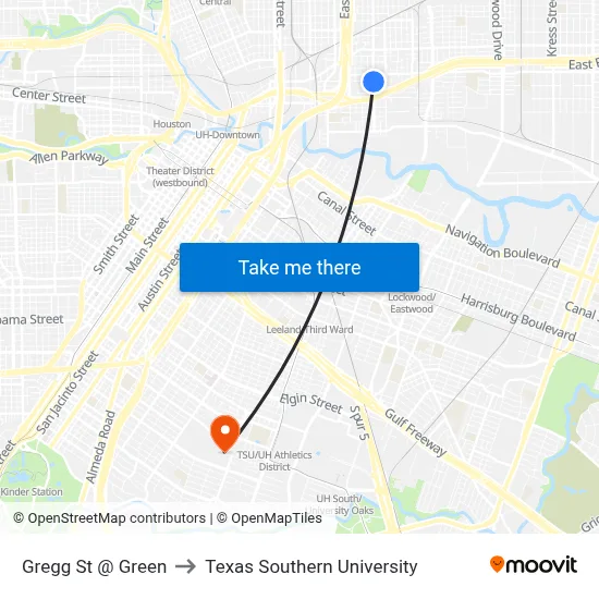 Gregg St @ Green to Texas Southern University map
