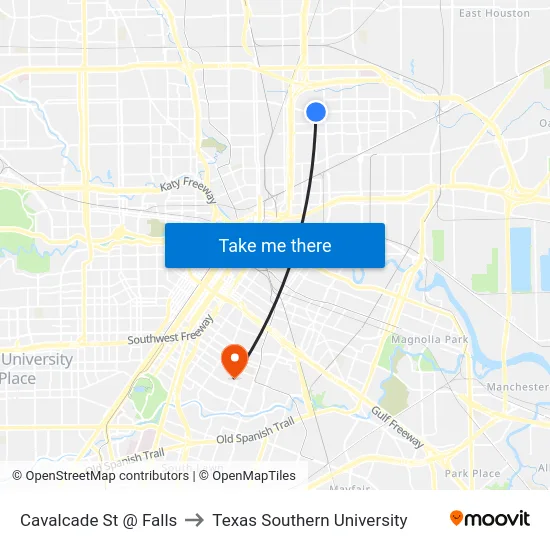 Cavalcade St @ Falls to Texas Southern University map