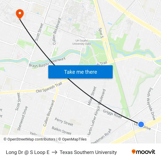 Long Dr @ S Loop E to Texas Southern University map