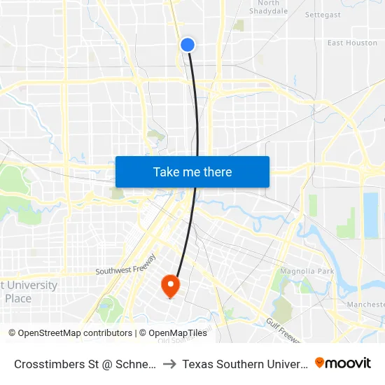 Crosstimbers St @ Schneider to Texas Southern University map