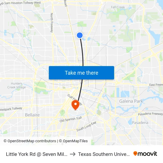 Little York Rd @ Seven Mile Ln to Texas Southern University map