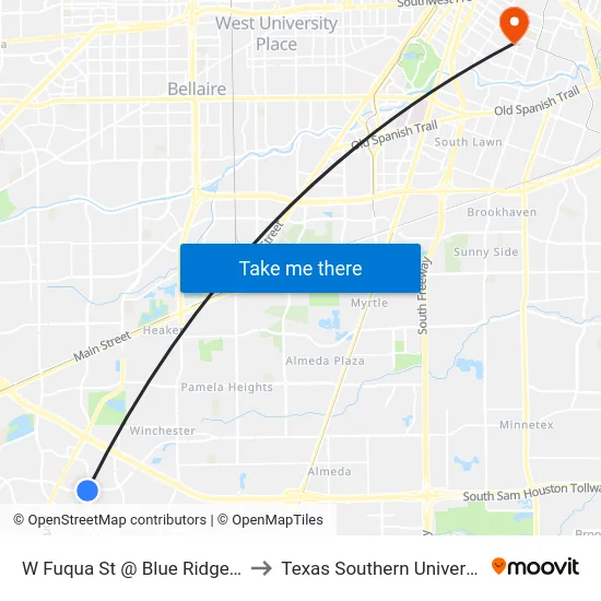 W Fuqua St @ Blue Ridge Rd to Texas Southern University map