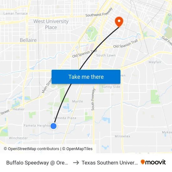 Buffalo Speedway   @ Orem Dr to Texas Southern University map