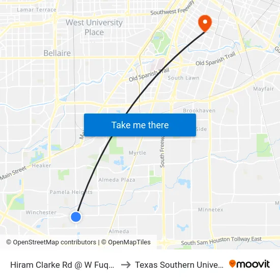 Hiram Clarke Rd @ W Fuqua St to Texas Southern University map