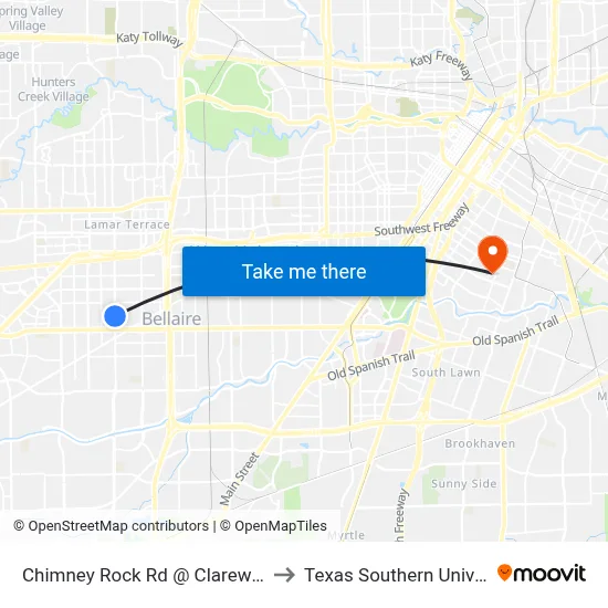 Chimney Rock Rd @ Clarewood Dr to Texas Southern University map