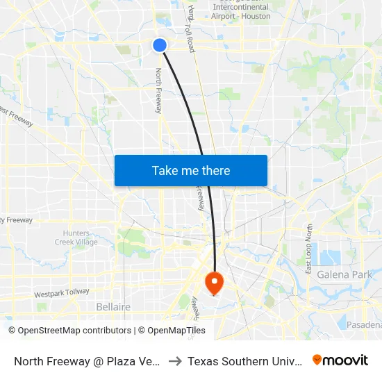 North Freeway   @ Plaza Verde Dr to Texas Southern University map