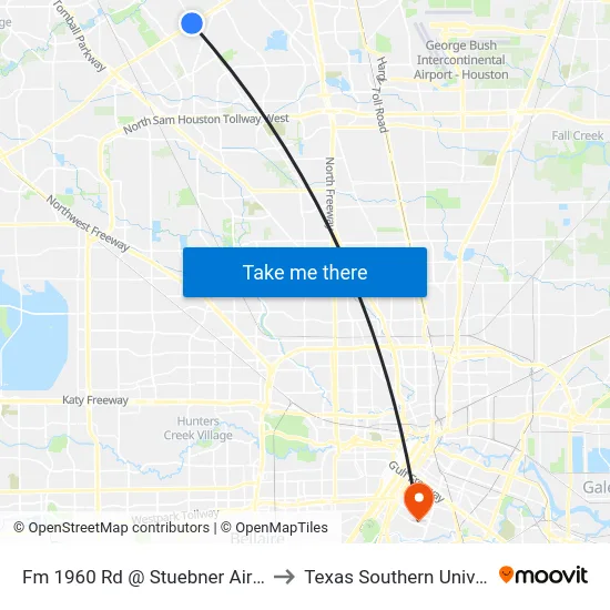 Fm 1960 Rd @ Stuebner Airline Dr to Texas Southern University map