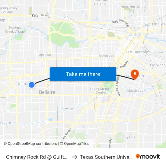 Chimney Rock Rd @ Gulfton Dr to Texas Southern University map
