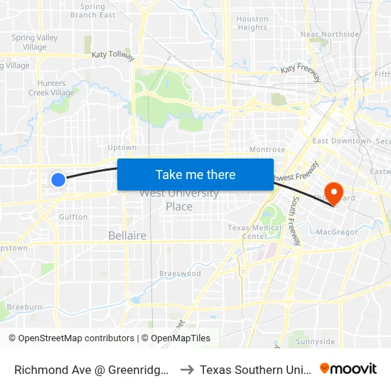 Richmond Ave @ Greenridge Dr Mb1 to Texas Southern University map