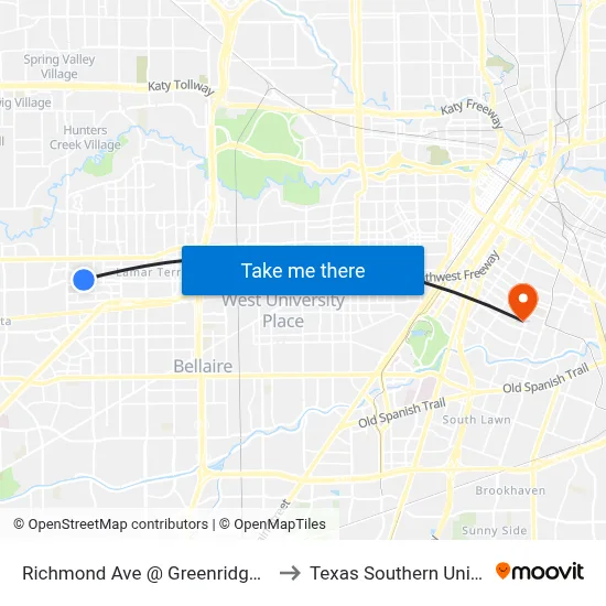 Richmond Ave @ Greenridge Dr Mb2 to Texas Southern University map