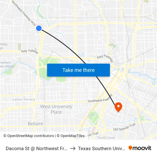Dacoma St @ Northwest Freeway to Texas Southern University map