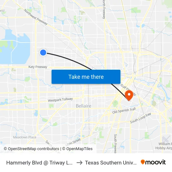 Hammerly Blvd @ Triway Ln Mb2 to Texas Southern University map