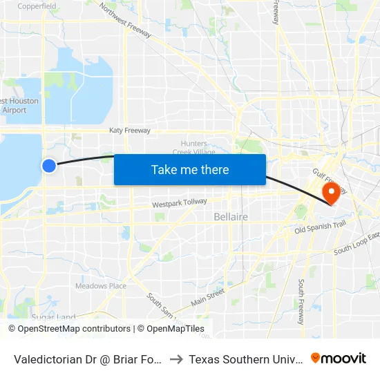 Valedictorian Dr @ Briar Forest Dr to Texas Southern University map